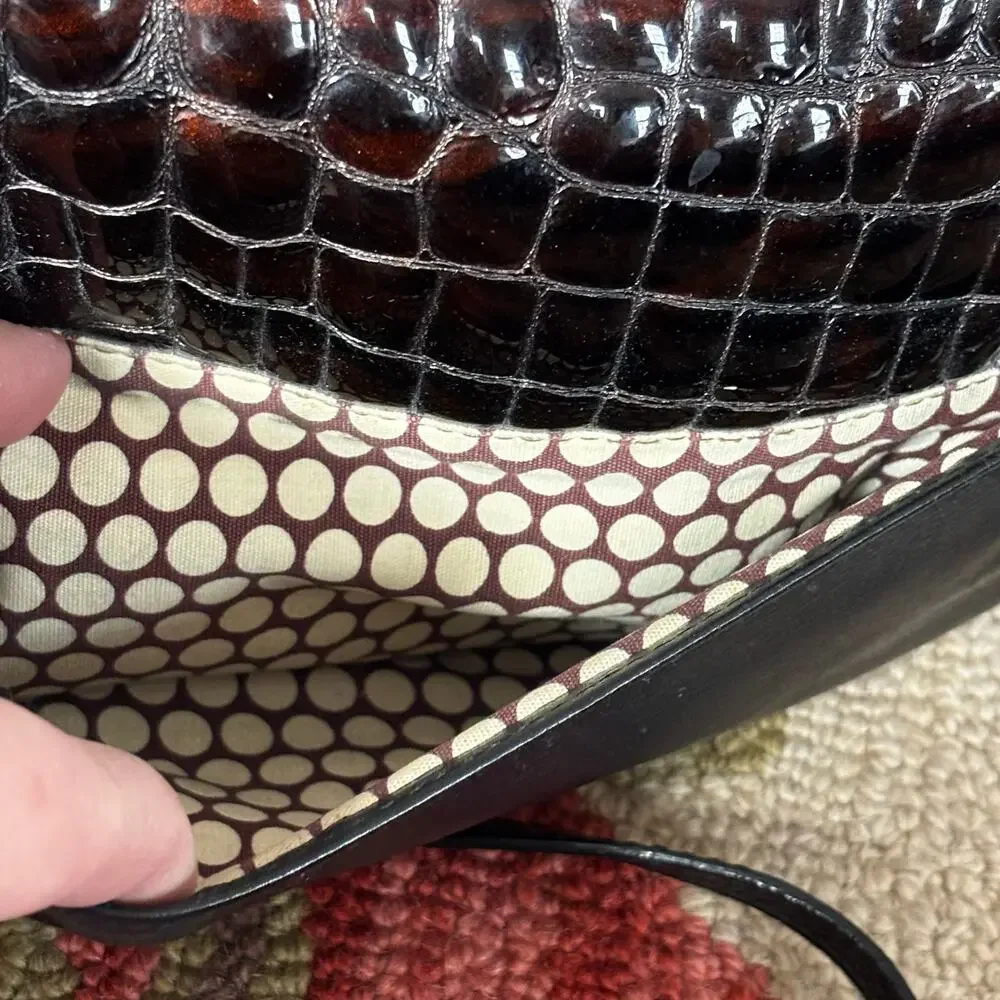 Vintage Brighton crossbody bag shoulder bag purse BLACK & brown moc croc FLAW